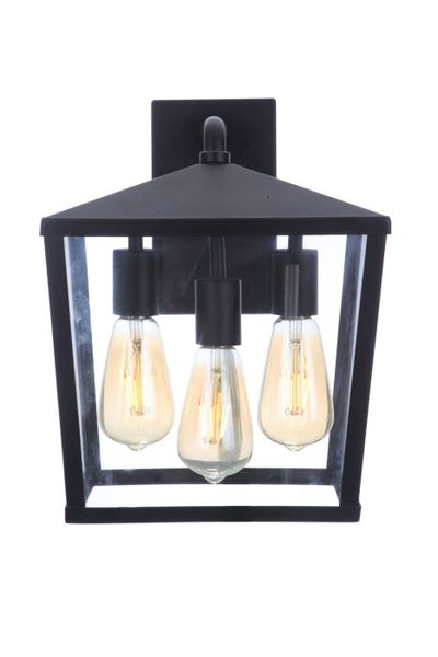 ##Antique Hardware## Olsen 3 Light Medium Outdoor Wall Lantern in Midnight