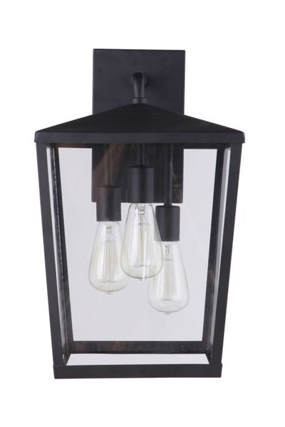 ##Antique Hardware## Olsen 3 Light Large Outdoor Wall Lantern in Midnight