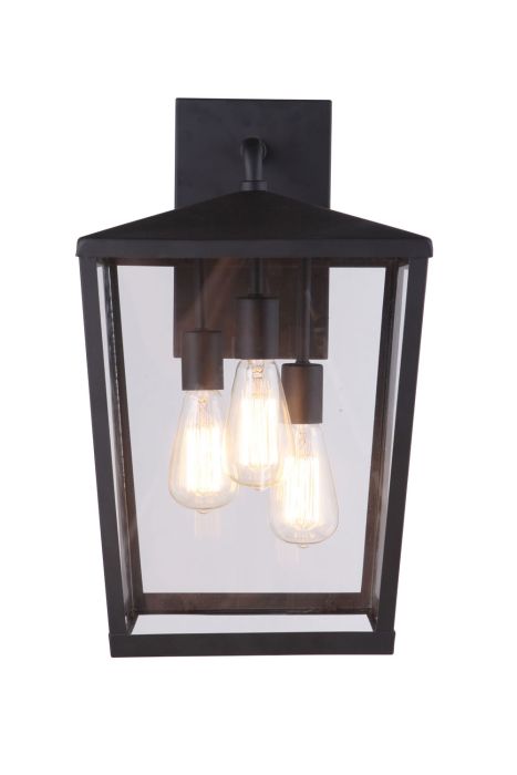 ##Antique Hardware## Olsen 3 Light Large Outdoor Wall Lantern in Midnight