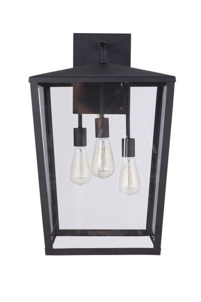 ##Antique Hardware## Olsen 3 Light Extra Large Outdoor Wall Lantern in Midnight