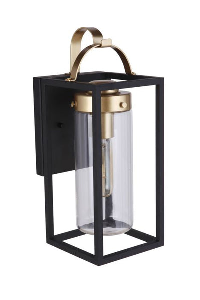 ##Antique Hardware## Neo 1 Light Small Outdoor Wall Lantern in Midnight/Satin Brass