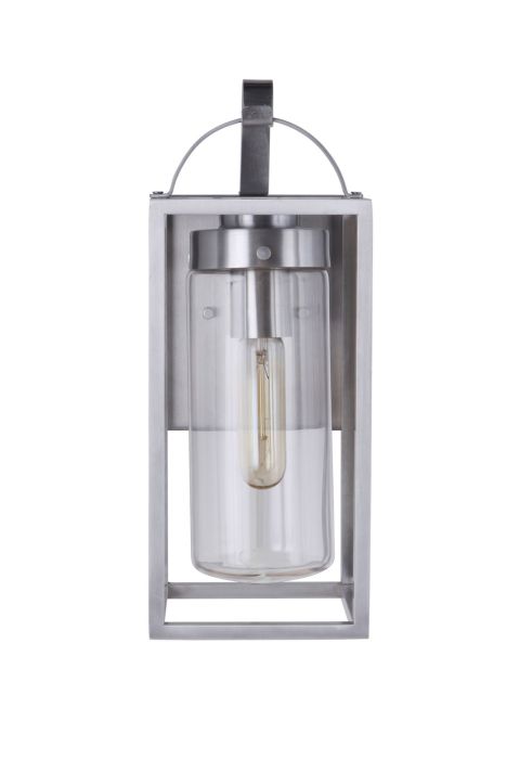 ##Antique Hardware## Neo 1 Light Small Outdoor Wall Lantern in Satin Aluminum