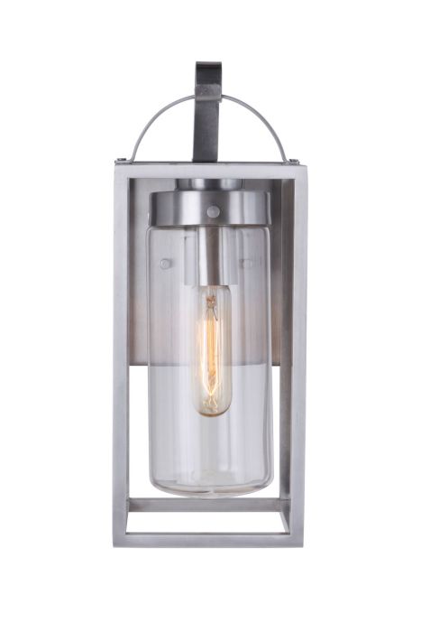 ##Antique Hardware## Neo 1 Light Small Outdoor Wall Lantern in Satin Aluminum