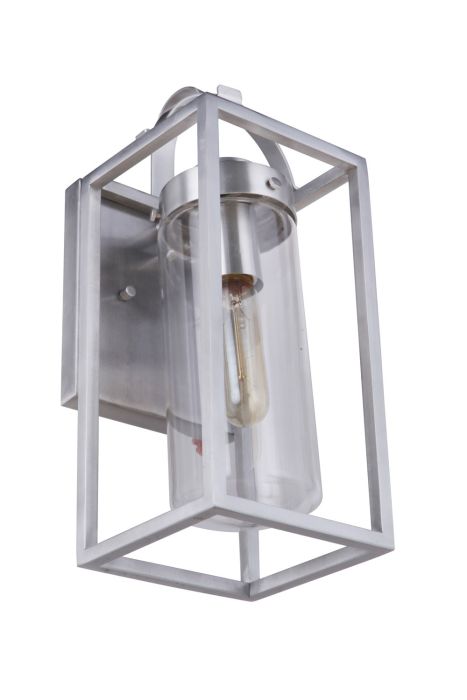 ##Antique Hardware## Neo 1 Light Small Outdoor Wall Lantern in Satin Aluminum