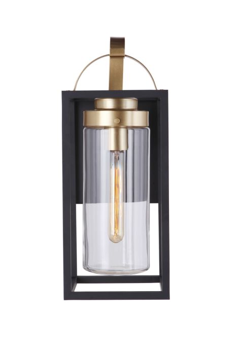 ##Antique Hardware## Neo 1 Light Medium Outdoor Wall Lantern in Midnight/Satin Brass