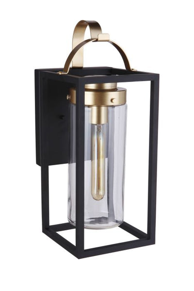 ##Antique Hardware## Neo 1 Light Medium Outdoor Wall Lantern in Midnight/Satin Brass