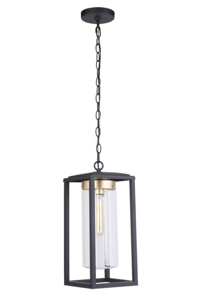 ##Antique Hardware## Neo 1 Light Outdoor Pendant in Midnight/Satin Brass