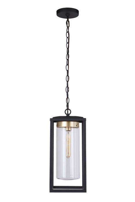 ##Antique Hardware## Neo 1 Light Outdoor Pendant in Midnight/Satin Brass