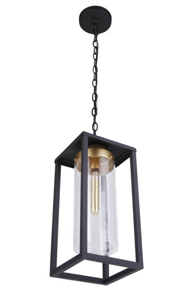 ##Antique Hardware## Neo 1 Light Outdoor Pendant in Midnight/Satin Brass