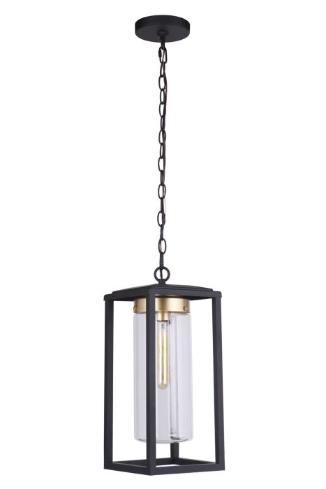 ##Antique Hardware## Neo 1 Light Outdoor Pendant in Midnight/Satin Brass