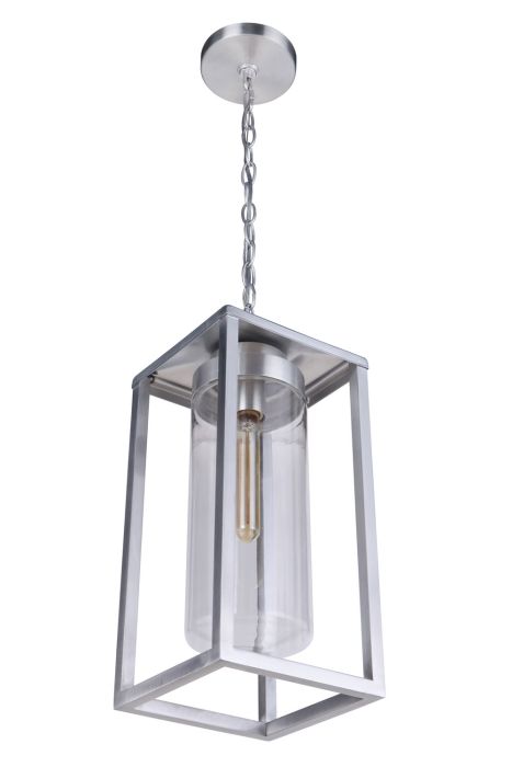 ##Antique Hardware## Neo 1 Light Outdoor Pendant in Satin Aluminum