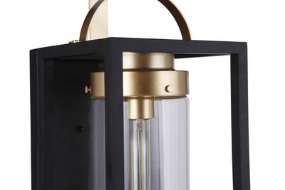 ##Antique Hardware## Neo 1 Light Large Outdoor Wall Lantern in Midnight/Satin Brass