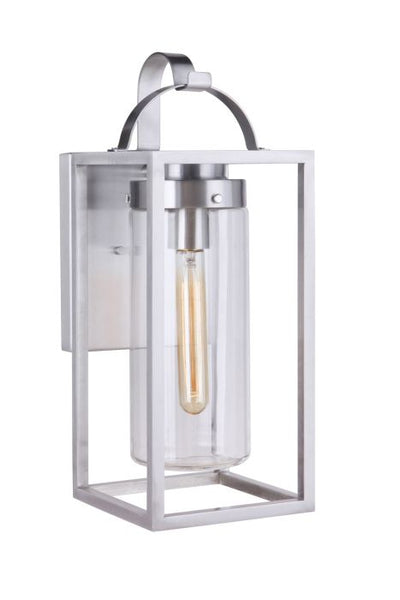 ##Antique Hardware## Neo 1 Light Large Outdoor Wall Lantern in Satin Aluminum