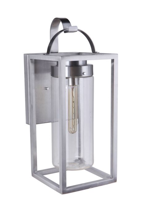 ##Antique Hardware## Neo 1 Light Large Outdoor Wall Lantern in Satin Aluminum