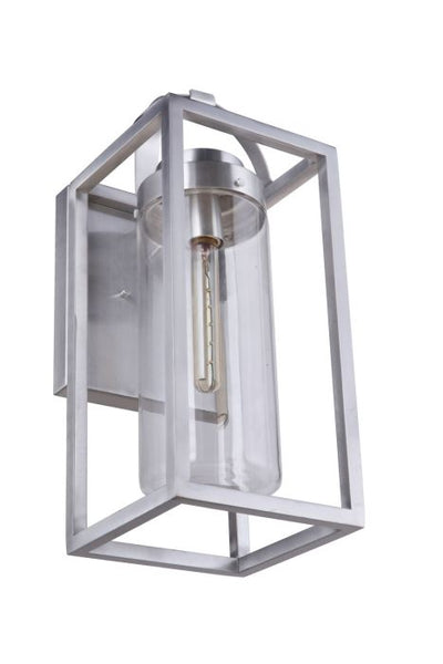 ##Antique Hardware## Neo 1 Light Large Outdoor Wall Lantern in Satin Aluminum