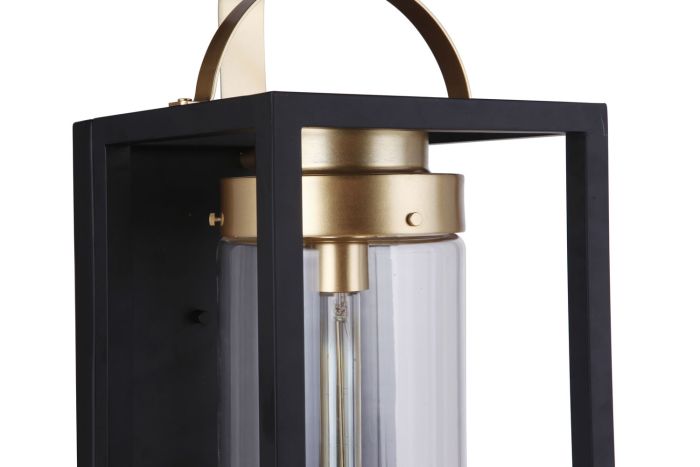 ##Antique Hardware## Neo 1 Light Extra Large Outdoor Wall Lantern in Midnight/Satin Brass