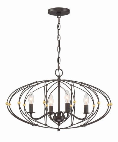 ##Antique Hardware## Zucca 4 Light English Bronze + Antique Gold Chandelier