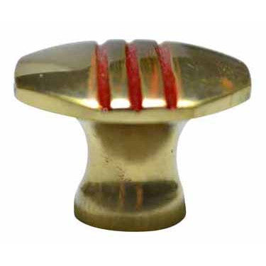 Antique Hardware 1 Inch Triple Red Striped Octagon Solid Brass Cabinet and Furniture Knob CABINET KNOB