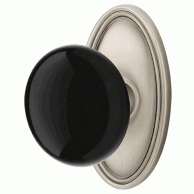 Antique Hardware Black Porcelain Ebony Door Knob Set With Oval Rosette (Several Finish Options) EMTEK DOOR KNOB