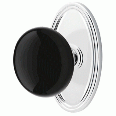 Antique Hardware Black Porcelain Ebony Door Knob Set With Oval Rosette (Several Finish Options) EMTEK DOOR KNOB