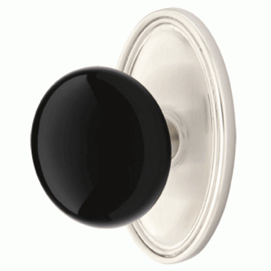 Antique Hardware Black Porcelain Ebony Door Knob Set With Oval Rosette (Several Finish Options) EMTEK DOOR KNOB