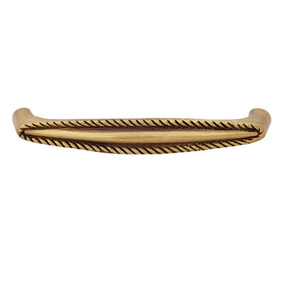 Antique Hardware 4 Inch Overall (3 3/4 Inch c-c) Solid Brass Georgian Roped Style Pull CABINET PULL