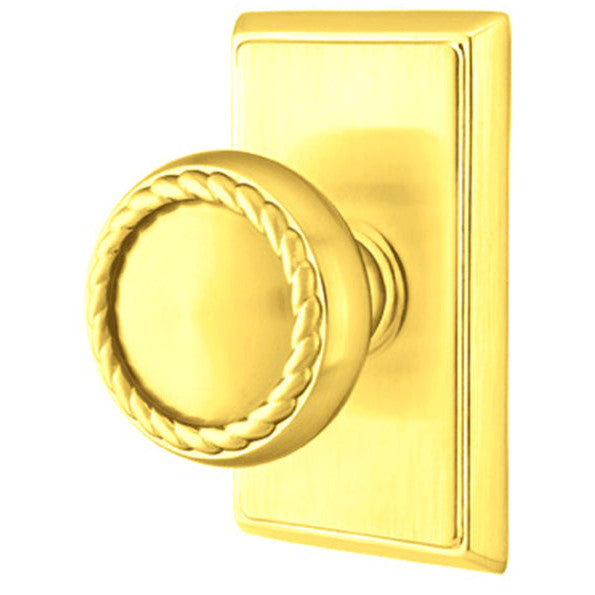 ##Antique Hardware## Solid Brass Rope Door Knob Set With Rectangular Rosette (Several Finish Options)