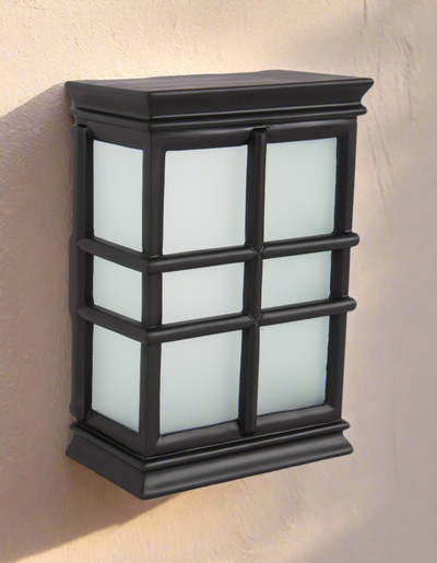 ##Antique Hardware## Hand-Carved Window Pane Chime in Flat Black w/ White Glass