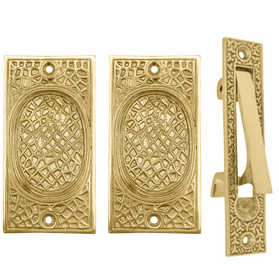 ##Antique Hardware## Craftsman Pattern Pocket Door Set (Several Finishes Available)