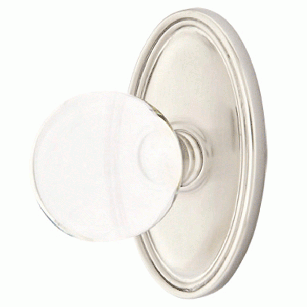 Antique Hardware Crystal Bristol Door Knob Set With Oval Rosette (Several Finish Options) EMTEK GLASS CRYSTAL BRISTOL DOOR KNOB