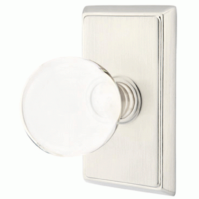 Antique Hardware Crystal Bristol Door Knob Set With Rectangular Rosette (Severl Finish Options) EMTEK GLASS CRYSTAL BRISTOL DOOR KNOB