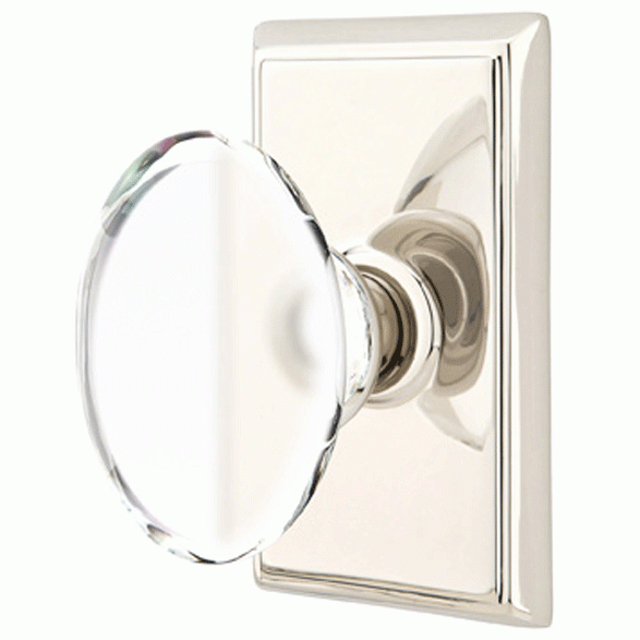 Antique Hardware Crystal Hampton Door Knob Set With Rectangular Rosette (Several Finish Options) EMTEK GLASS CRYSTAL HAMPTON DOOR KNOB