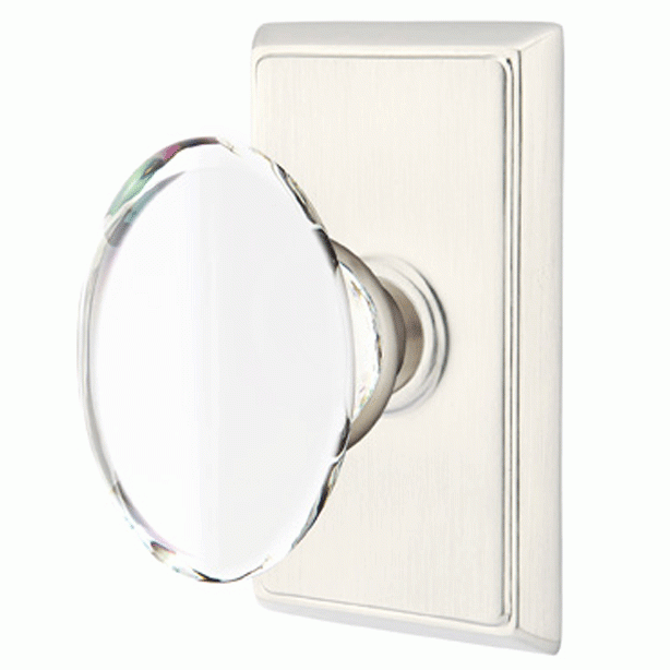 Antique Hardware Crystal Hampton Door Knob Set With Rectangular Rosette (Several Finish Options) EMTEK GLASS CRYSTAL HAMPTON DOOR KNOB