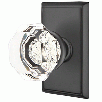 Antique Hardware Emtek Crystal Old Town Clear Door Knob Set With Rectangular Rosette (Several Finish Options) EMTEK GLASS CRYSTAL OLD TOWN DOOR KNOB