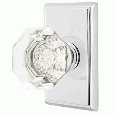 Antique Hardware Emtek Crystal Old Town Clear Door Knob Set With Rectangular Rosette (Several Finish Options) EMTEK GLASS CRYSTAL OLD TOWN DOOR KNOB