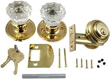 ##Antique Hardware## Round Crystal Entryway Set with Victorian Back Plate