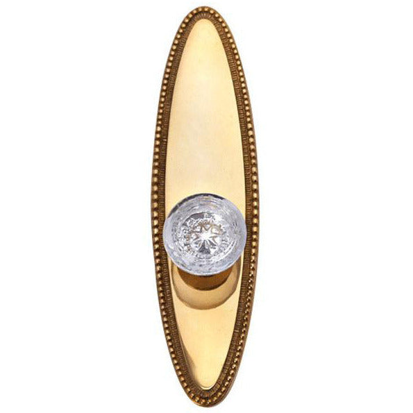 ##Antique Hardware## Oval Beaded Backplate Door Set with Round Crystal Door Knobs (Several Finishes Available)