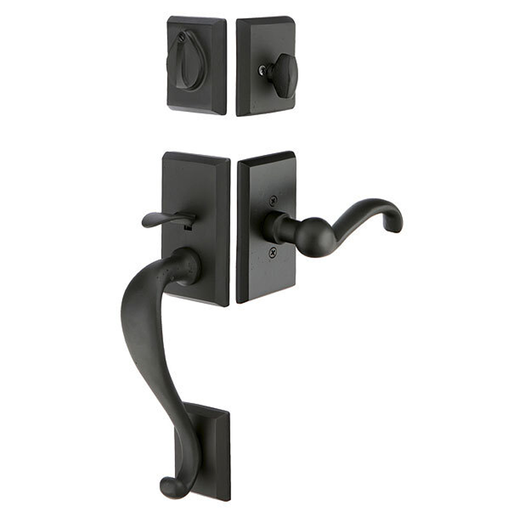 ##Antique Hardware## Sandcast Rectangular Sectional Tubular Latch Single Cylinder Entryway Set