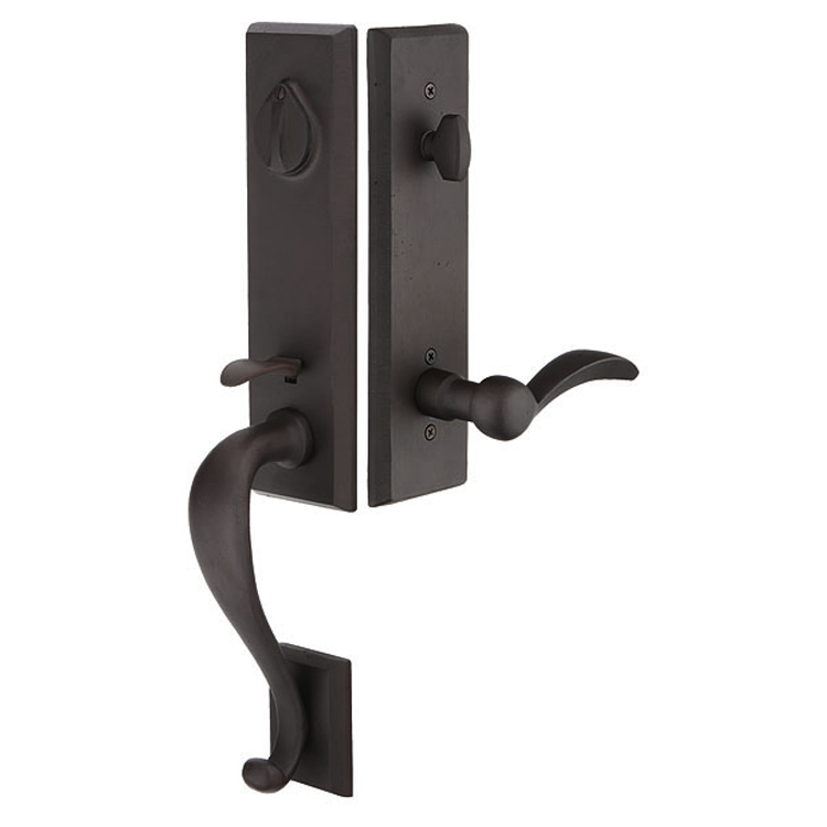 ##Antique Hardware## Sandcast Rectangular Monolithic Tubular Latch Single Cylinder Entryway Set