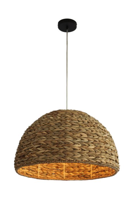 ##Antique Hardware## Natural Pendant 1 Light Pendant w/ Woven Sea Grass Dome