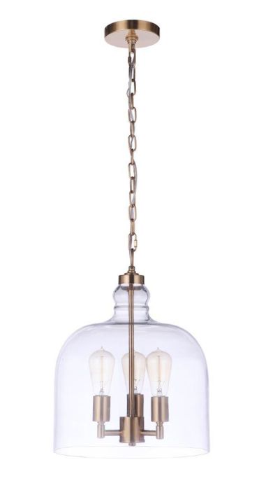 ##Antique Hardware## Jackson 3 Light Pendant, Satin Brass