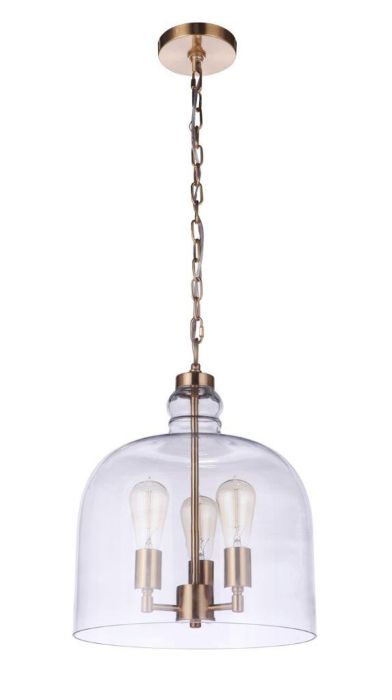 ##Antique Hardware## Jackson 3 Light Pendant, Satin Brass