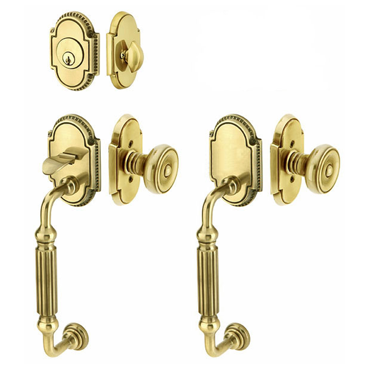 ##Antique Hardware## Solid Brass Knoxville Style Double Door Entryway Set