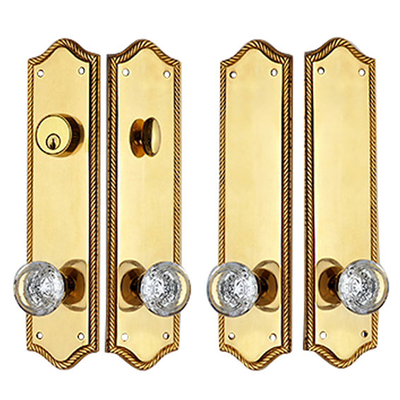 ##Antique Hardware## Georgian Roped Oval Double Door Deadbolt Entryway Set