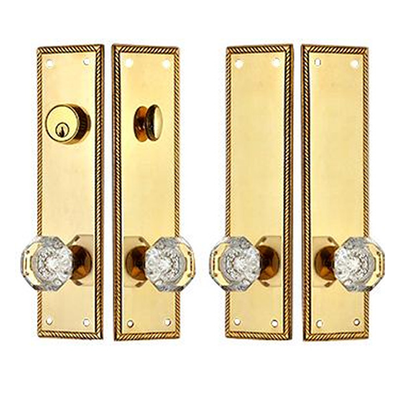 ##Antique Hardware## Georgian Roped Double Door Deadbolt Entryway Set