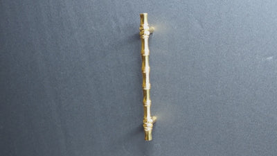 6 Inch Overall (4 1/2 Inch c-c) Japanese Bamboo Pull (Polished Brass Finish)