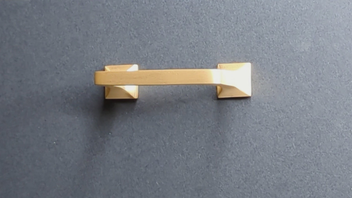 4 1/4 Inch Overall (3.25 Inch c-c) Solid Brass Square Traditional Pull