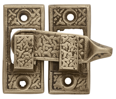 ##Antique Hardware## Solid Brass Rice Pattern Cabinet Latch (Several Finishes Available)