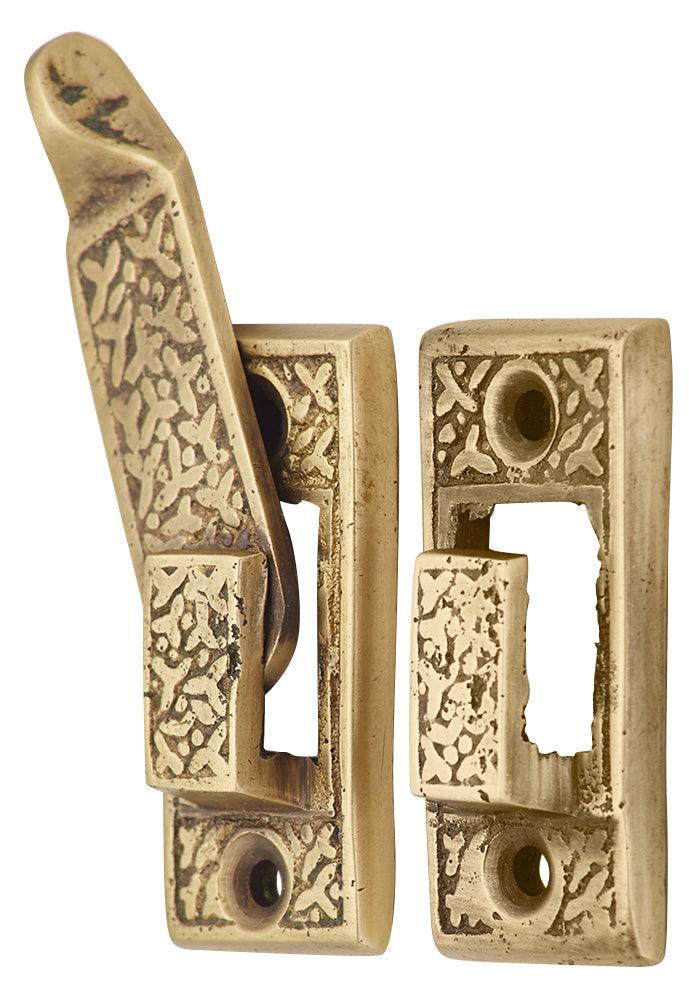 ##Antique Hardware## Solid Brass Rice Pattern Cabinet Latch (Several Finishes Available)