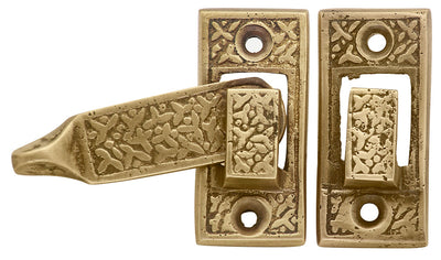 ##Antique Hardware## Solid Brass Rice Pattern Cabinet Latch (Several Finishes Available)